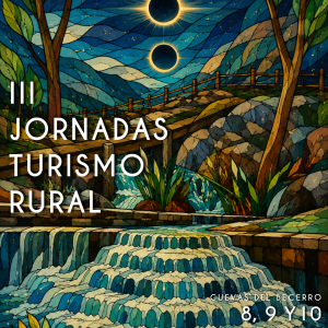 Cartel Jornadas de Turismo Rural Cuevas del Becerro. Trio de eclipses. Agua El Nacimiento